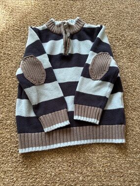 Hanna Anderson striped boys zip up sweater